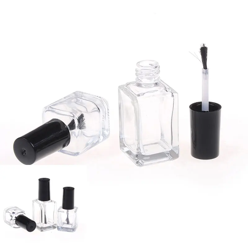 

1pc 5ml/10ml/15ml Transparent Glass Nail Polish Bottle Empty With Lid Brush Cosmetic Containers Nail Glass Bottles with Brush