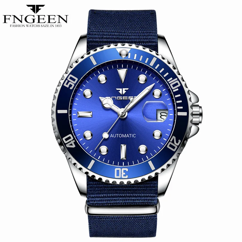 

Navy Blue Automatic Watch Date Luminous Hands and Hour marker High quality Mechanical Watches For Men