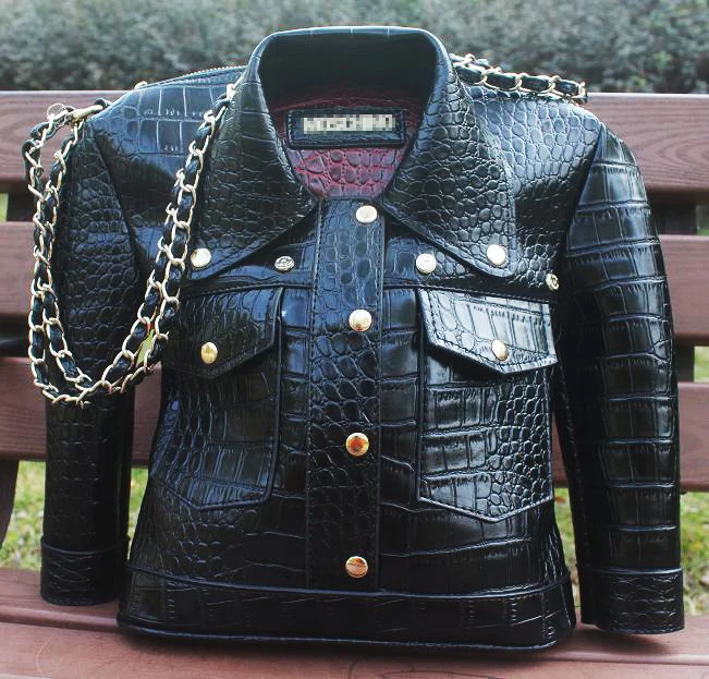 

Personality crocodile suit jacket bag portable motorcycle chain bangalor creative leather bucket bag lapel