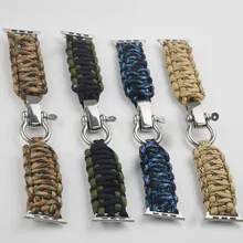 Для Apple Watch, версии паракордиальный выживающий браслет нейлоновая веревка выживание браслет на запястье для наручных часов iWatch серии 5 4 3 2 1 ремешок 38/42/40/44 мм