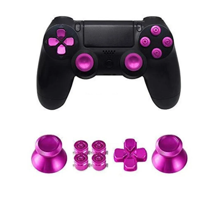 Металлические накладки на джойстик для PS4 контроллер алюминиевая замена ABXY пули кнопки Thumbsticks хром D-pad для sony Playstation 4 - Цвет: Rose Red