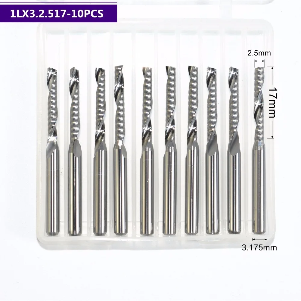 

3.175mm*2.5mm*17mm,CNC machine solid carbide tungsten end mill,woodworking milling cutter,1 Flute end mill,PVC,MDF,acrylic,wood