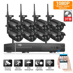 2MP CCTV система 1080 P 8ch HD Беспроводной NVR комплект 3 ТБ HDD Открытый ИК ночного IP Wifi камера система безопасности видеонаблюдение Hiseeu