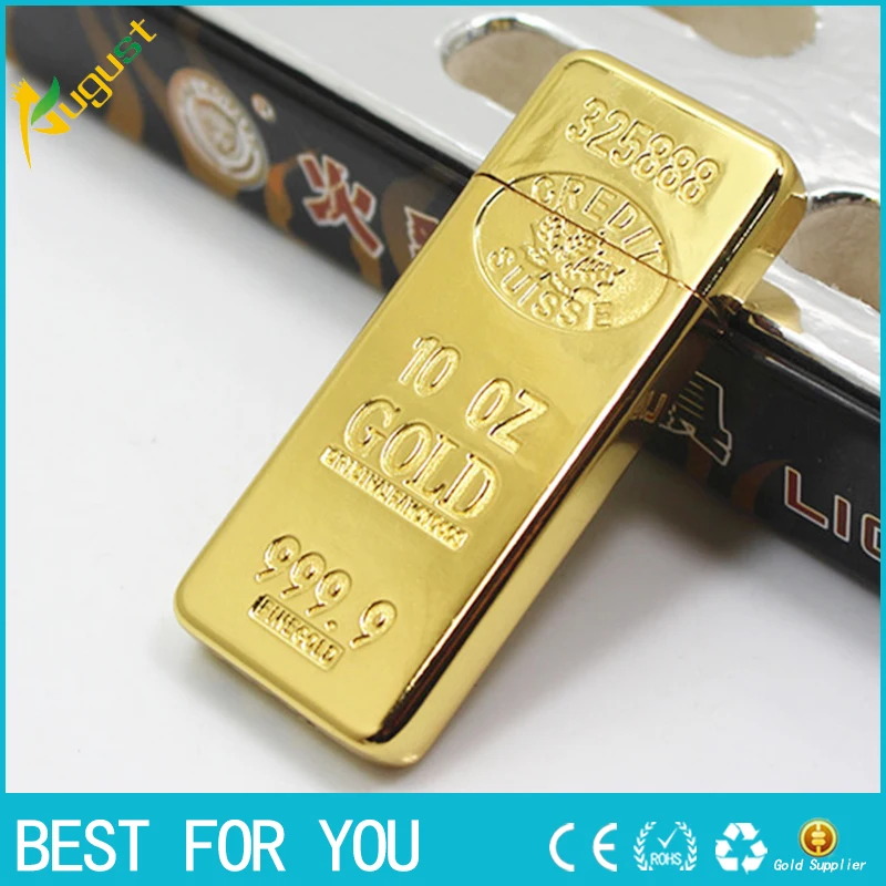 

1pc 2015 new gold lighter individuality creative ultra-thin metal gas flame cigarette lighter