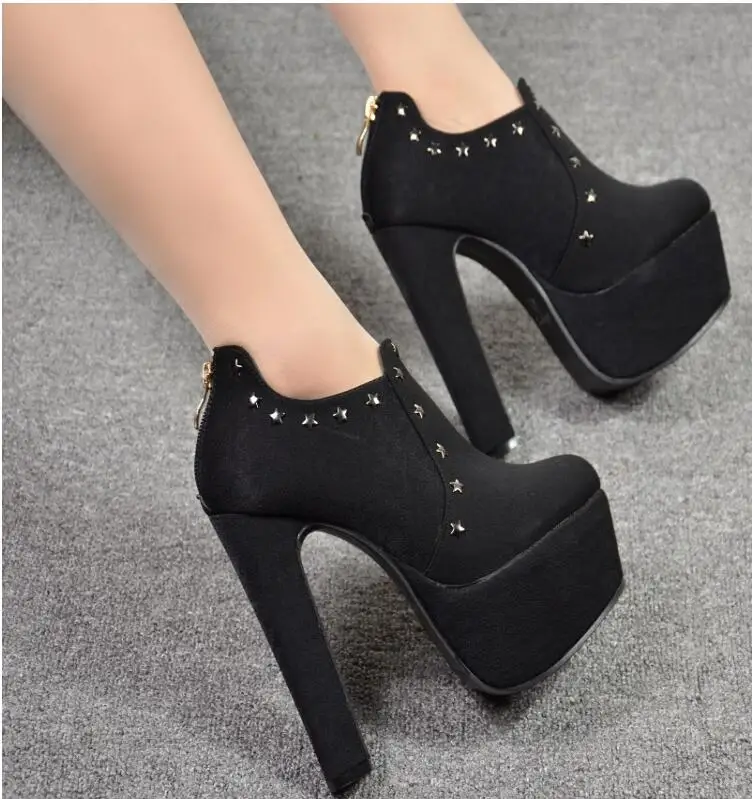 

Fashion thick and black super high heel shoes