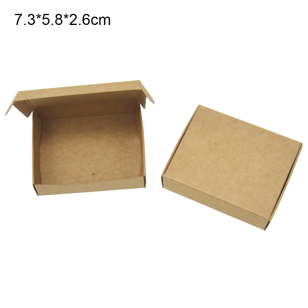 

50Pcs/Lot Brown Wedding Gift Packaging Paperboard Boxes Handmade Soap Candy Jewelry Kraft Paper Boutique Box 7.3x5.8x2.6cm