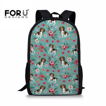 

FORUDESIGNS Kids Girl School Bags Beagle Dog Flower Printed Children Schoolbags Backpack Student Mochila Bookbag Baby Bags 2019