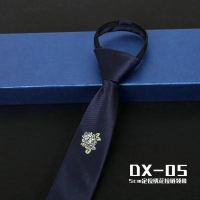 high quality black hide green 5CM Korean plate narrow tie boys and girls easy to pull no knot lazy ZIPPER TIE