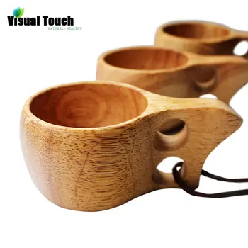 

Visual Touch Japanese Solid Wood Survival Bushcraft Handmade Camping Cup Scandinavian Curly Mug Tea Coffee Milk JuiceCups