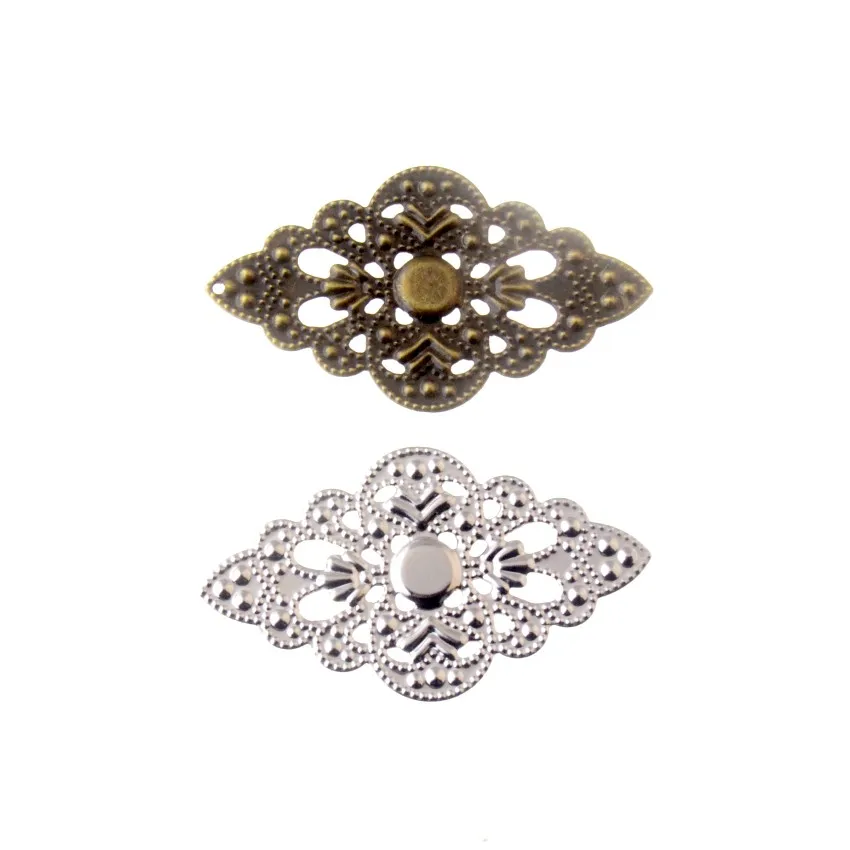 

Free shipping 10Pcs Bronze/Silver Filigree Wraps Connectors Crafts Gift Decoration DIY Embellishments Findings 5.2x3cm