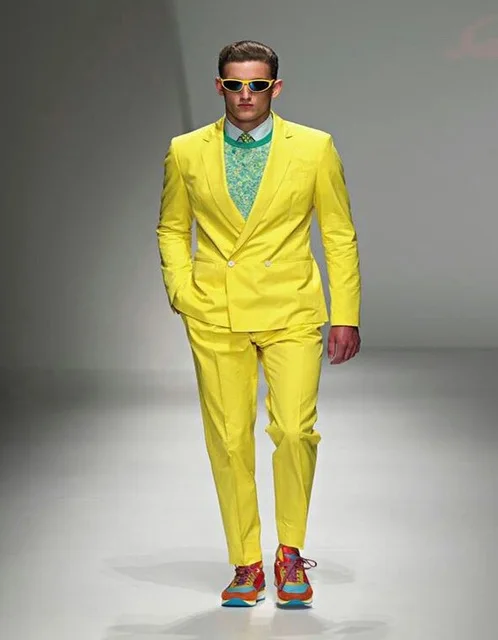 2018 traje amarillo doble botonadura París Moda Show trajes hombres Formal ocasión desgaste fiesta hombres esmoquin (costo + Pantalones)|mens fashion tuxedo|mens tuxedofashion tuxedo - AliExpress