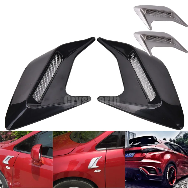 2Pcs DIY Car Auto Decorative Side Vent Air Flow Fender Intake Stickers Decal For BMW Benz Ford