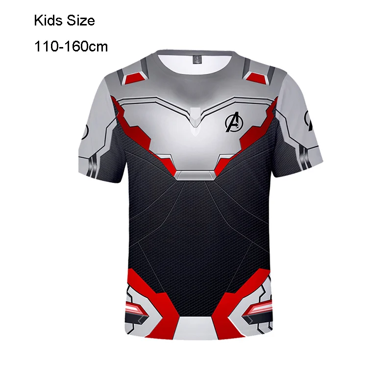 Kids Avengers Endgame Quantum Realm Cosplay Costume T-shirt Short Top Avengers costume T Shirt Adult Boys Kids Superhero Shirt