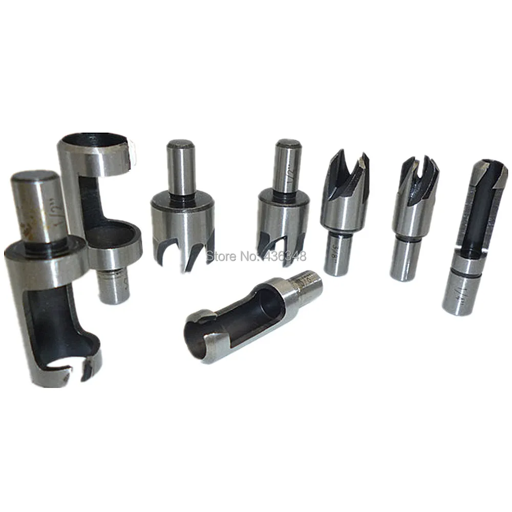 8pcs Wood Plug Cutter Straight Claw Tapered Taper Drill Bit Chamfer 1/4" 3/8" 1/2" 5/8" Dowel