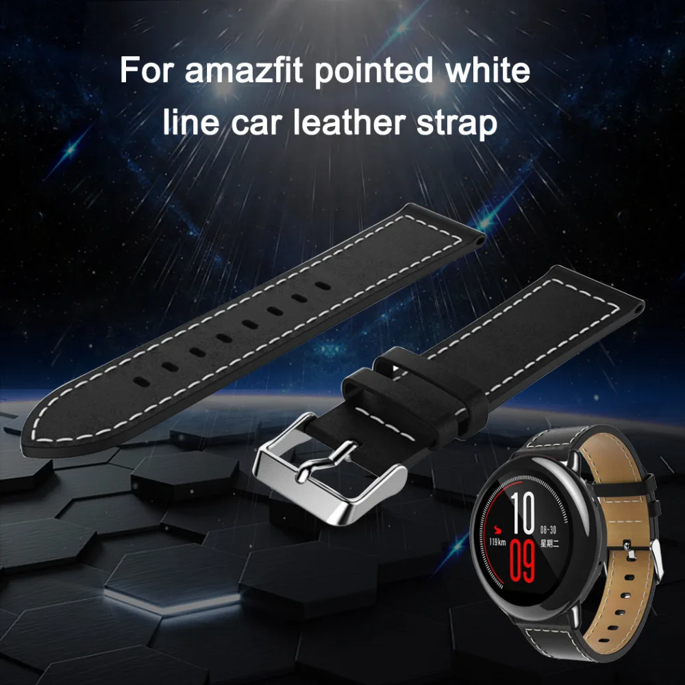 Ремешок кожаный для Xiaomi Huami Amazfit bip pace lite сменный Браслет наручных часов 22