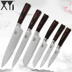 XYj Фрукты Утилита Santoku поварской нож для тонкой нарезки японский Professional шеф повара 7Cr17 нержавеющая сталь Кухня Ножи Цвет деревянной ручкой