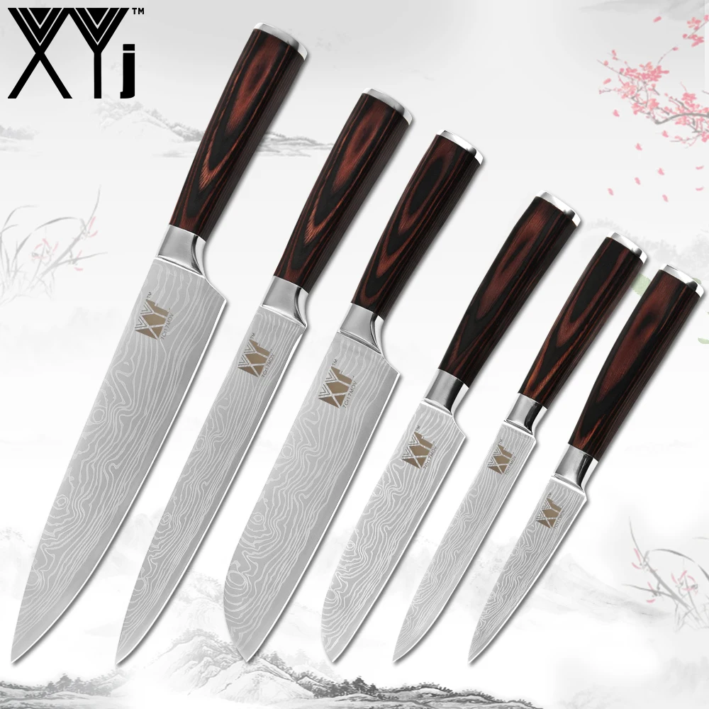 XYj Фруктовый нож Santoku для нарезки шеф повара японский профессиональный 7Cr17