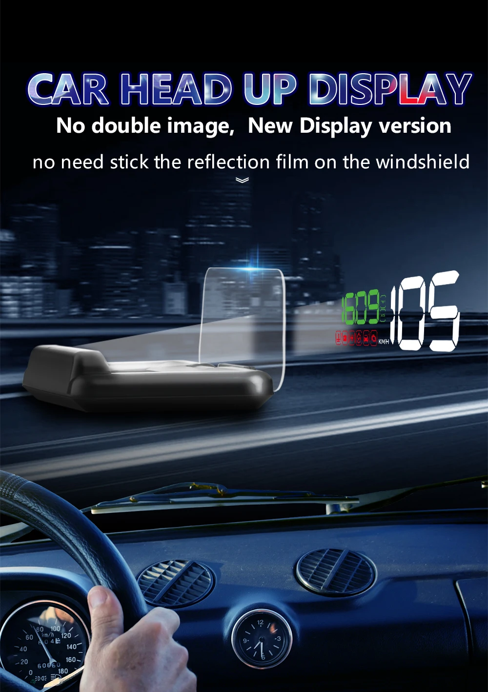 ANCEL C500 Дисплей OBDII Smart HUD с скоростью вождения автомобиля об/мин температура воды Напряжение будильник OBD2 диагностический инструмент