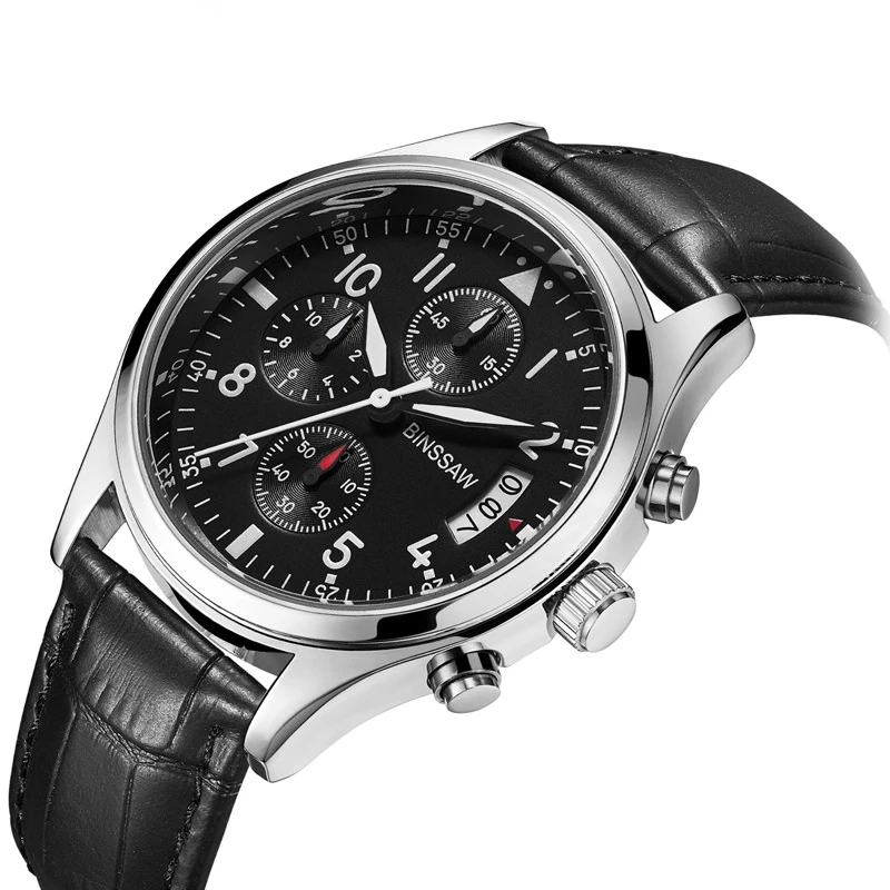 BINSSAW New Men Military Watches Original Luxury Fashion Business Stainless Steel Luminous Sports Q