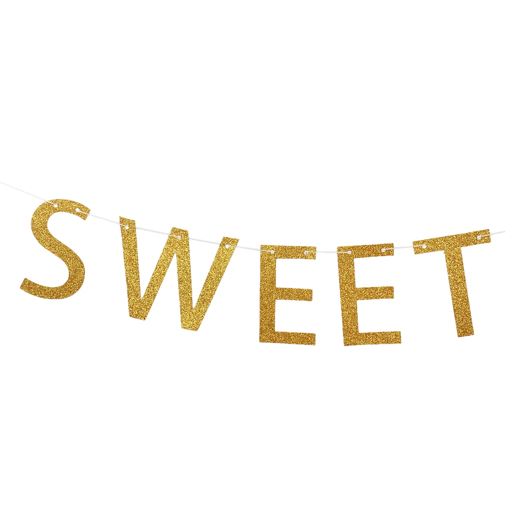 Glitter Sweet 16 Heart Happy 16th Birthday Party Banner Bunting Girls Celebration Room Decoration Photo Props