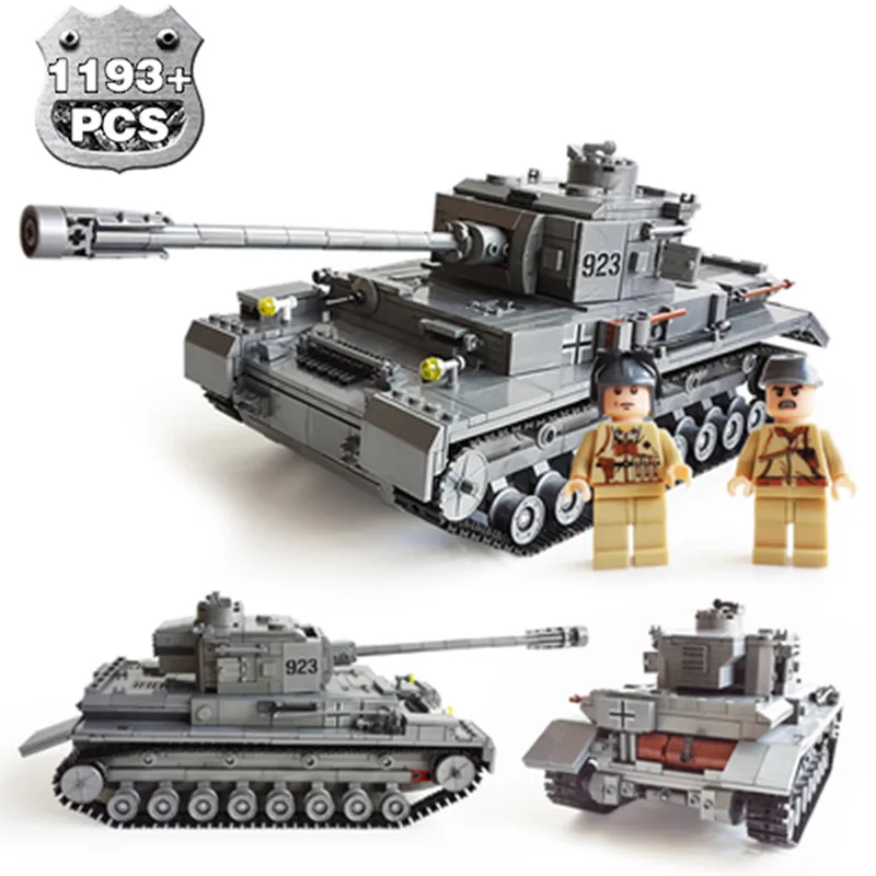 

1193pcs Military Panzerkampfwagen IV model Building Blocks German WW2 Tank F2 Soldier Set For Children Bricks toys
