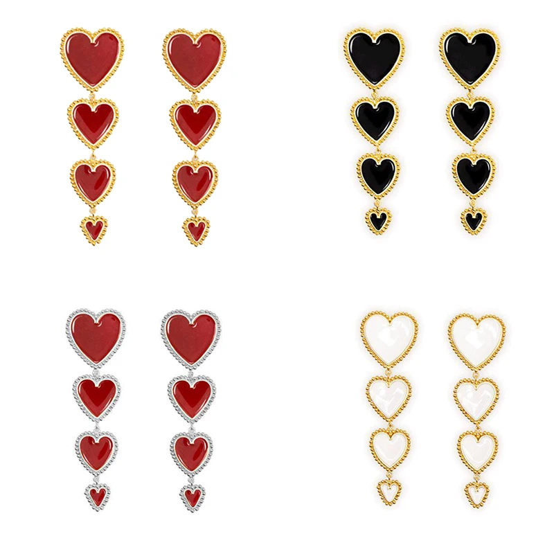 

Vintage Heart Stud Earrings Set For women High Quality Punk Earrings 2019 New Arrival Gift