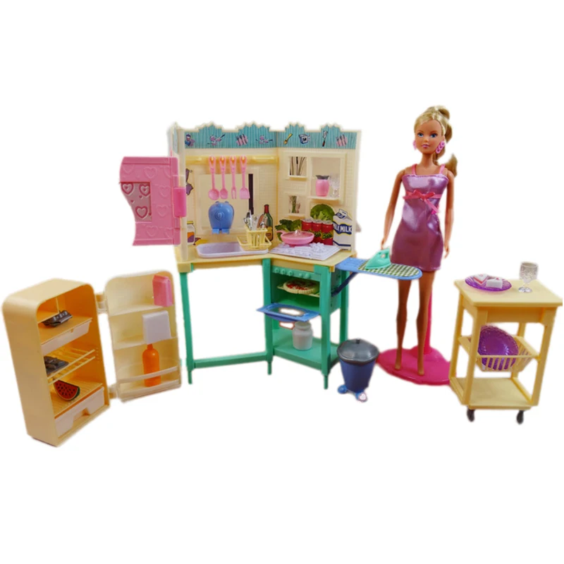 

For Barbie Ken Doll Joy Home Set Dollhouse Kitchen Furniture Refrigerator Drinking Watermelon Come with Lots of Accessories