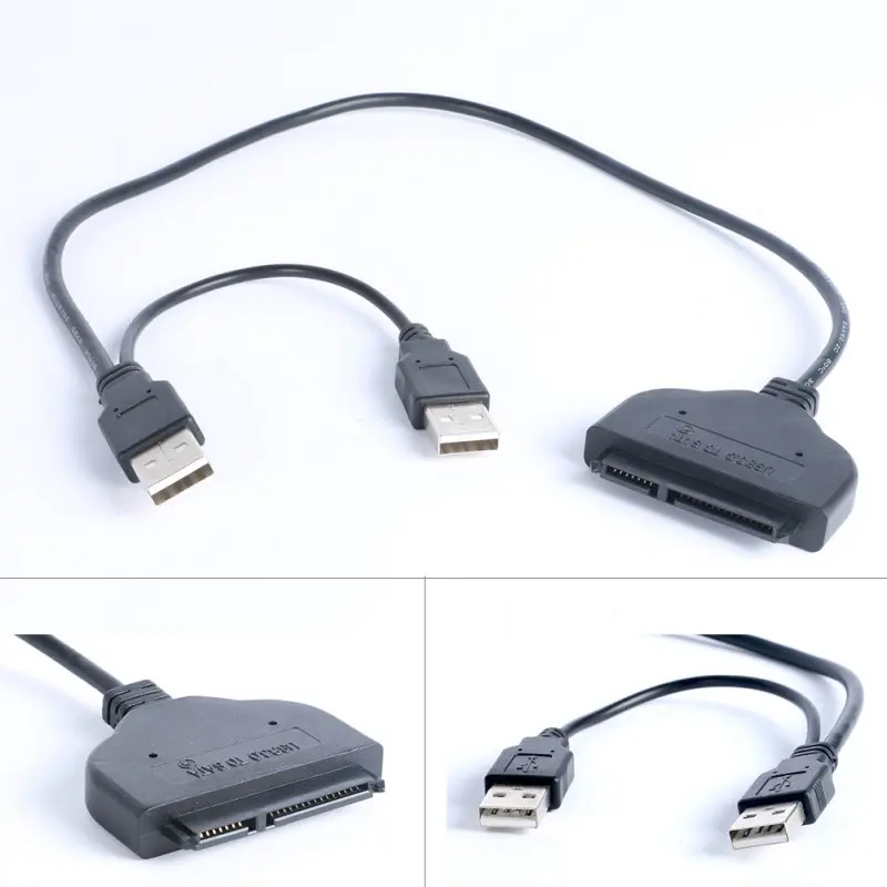 

Hot USB 2.0 to SATA 15+7 Pin Data &Power USB Cable Adapter for 2.5 inch HDD SSD