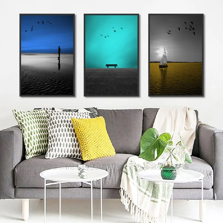 

Nordic Poster Blue Sea Bird Wall Art Canvas Paintings On The Wall Pictures For Living Room Quadro Decorativo Home Decor Pictures