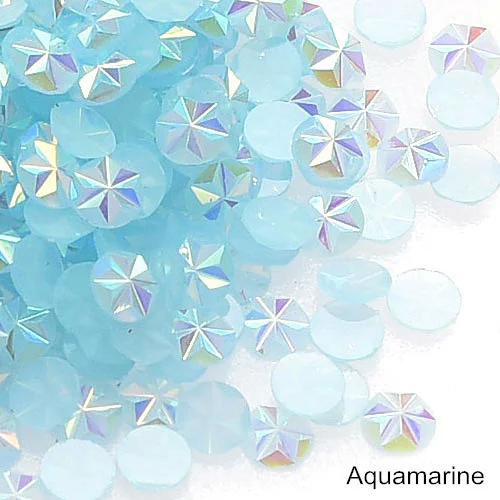 1000 шт 5 мм с цветочным узором из цветных полимеров не требуют горячей фиксации Стразы плоские с оборота с украшением в виде кристаллов; блестящие стразы для нейл-арта украшения B3789 - Цвет: Aquamarine