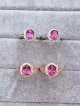 Natural pink topaz gem ring Natural gemstone ring S925 sterling silver ring trendy Elegant surround round women gift Jewelry