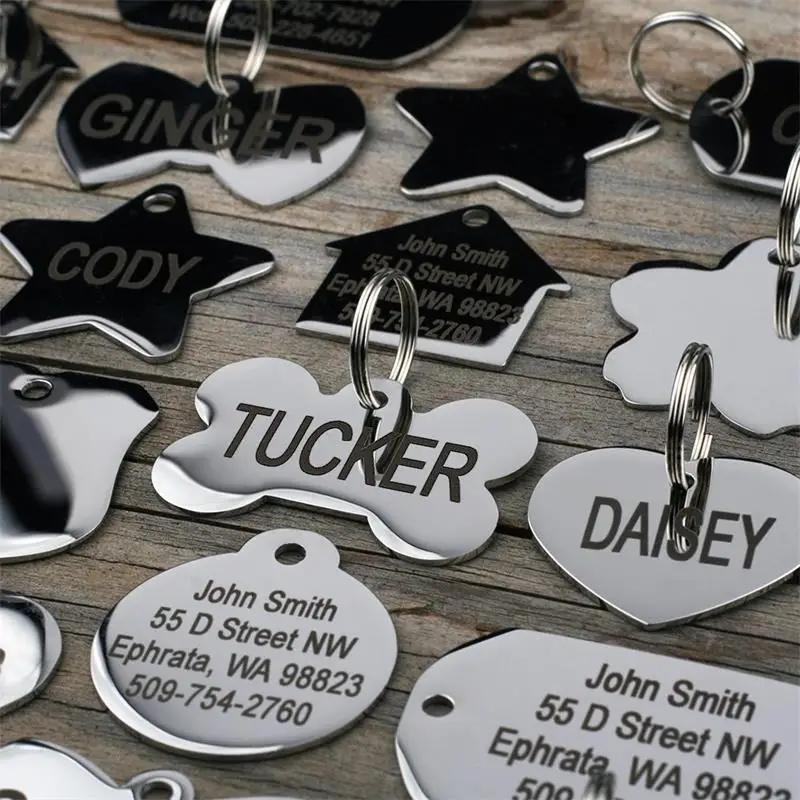 dog collars golden retriever	 Personalized Pet ID Tag Engraved Stainless Steel Name Tags Collar Accessory Pendant Customized Free Engraving Dog Cat Nameplate dog collars glow in the dark	