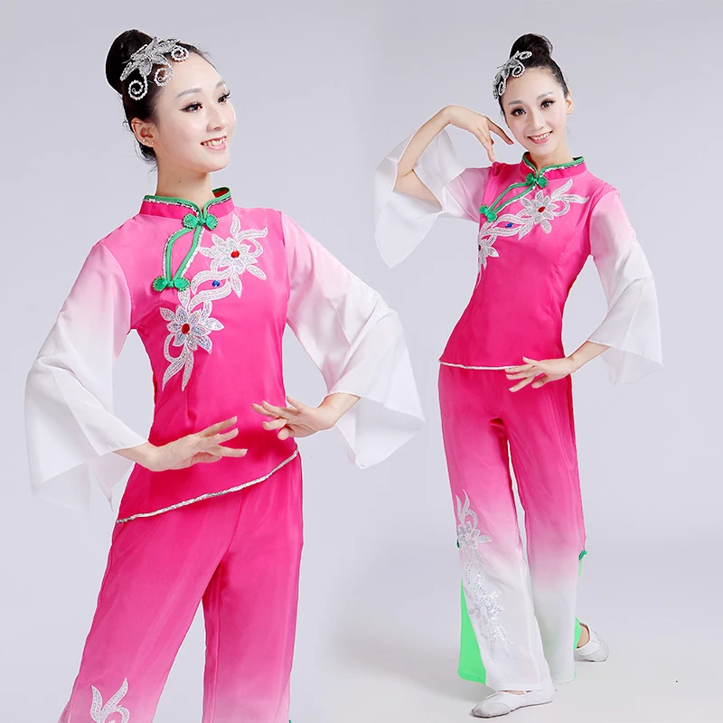 

Hanfu Yangge costume costume female fan dance folk dance performance costume traditional Chinese dance costume