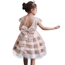 Праздничное платье с большим бантом для девочек, детские платья для девочек, одежда для девочек, свадебное платье-пачка принцессы, вечернее платье с пайетками, платье для приема, 3, 10, 12 лет