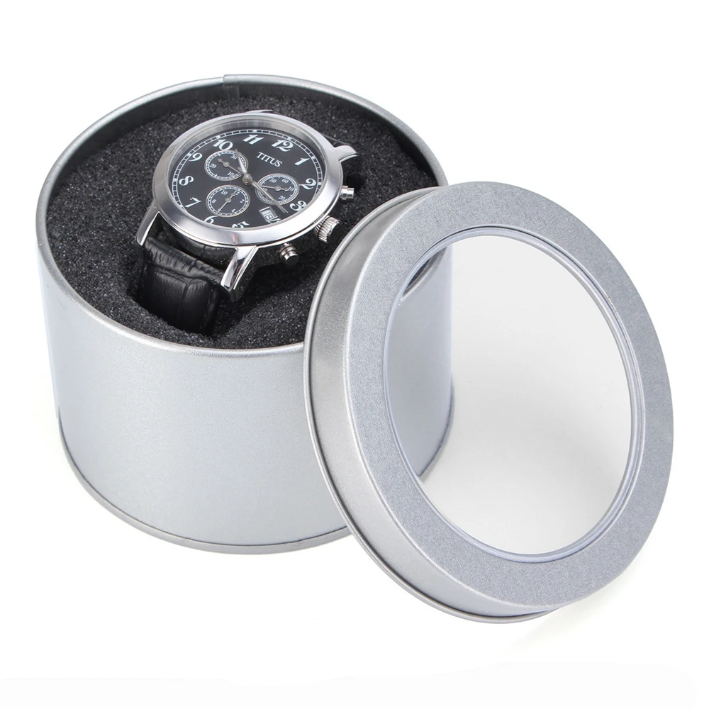 

Storage Watch Winder Jewelry Nice Sponge Round Organiser Chic Practical Silver Case Tin Display Gift Box Stylish
