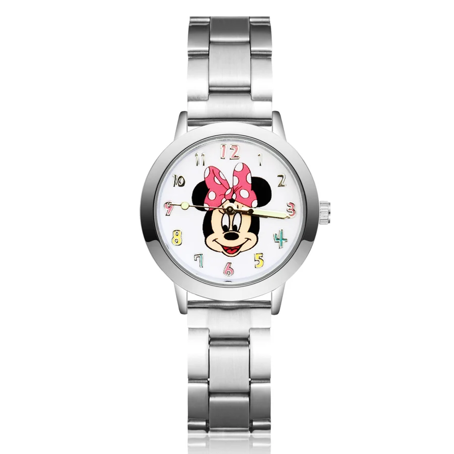 

Cute Cartoon Mickey Minnie Mouse style Children's Watches Kids Student Girls boys Quartz Metal steel Wrist Watch JA03