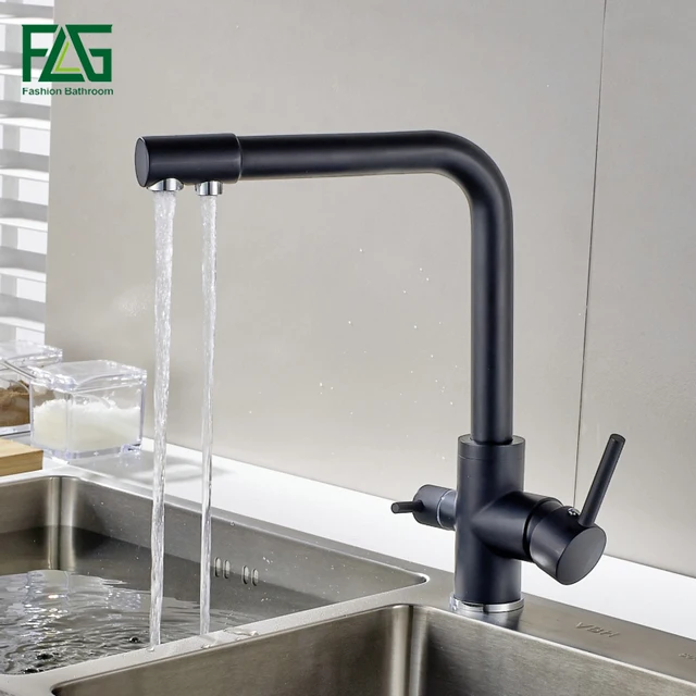 Best Offers FLG Filter Kitchen Faucets Deck Mounted Mixer Tap 360 Rotation with Water Purification Features Mixer Tap Crane For Kitchen Sink