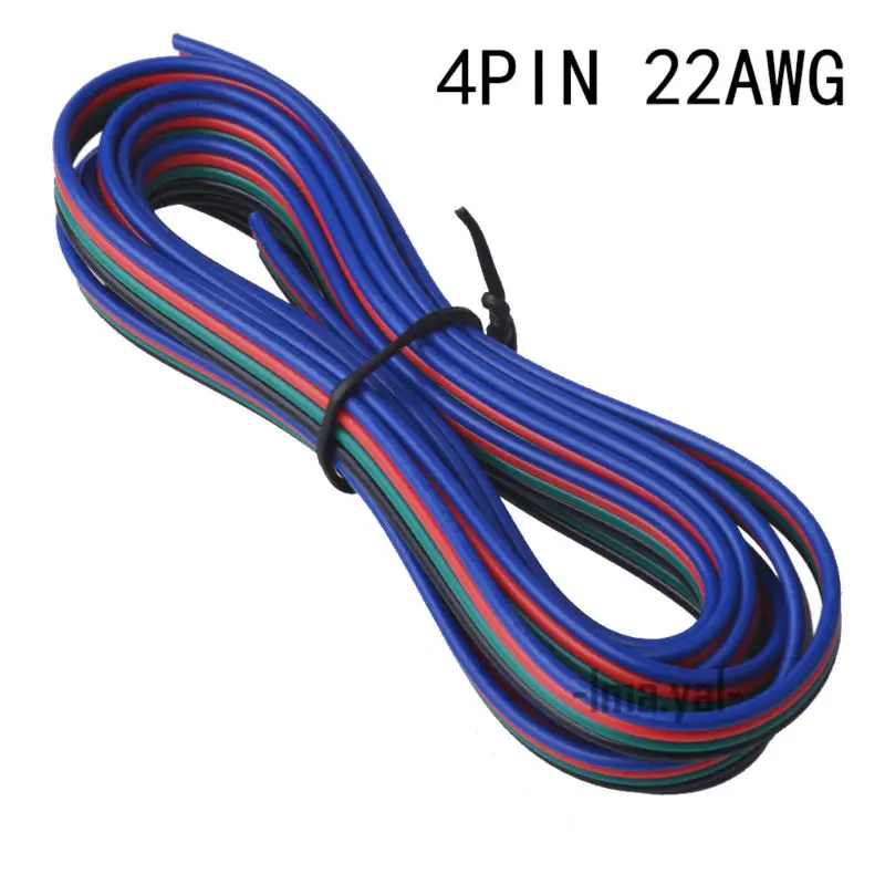 1 м 2 м 3 м 4 м 5 м 20 м 50 м 22AWG, 4pin RGB кабель, ПВХ изолированный провод, электрический кабель, светодиодный кабель, бесплатно выбрать количество метров