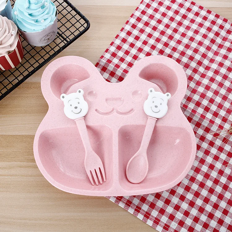 3ps/set Cute wheat straw dish children's tableware set baby training bowl set kids bowl plates 3ps/set Cute wheat straw dish children's tableware set baby training bowl set kids bowl plates