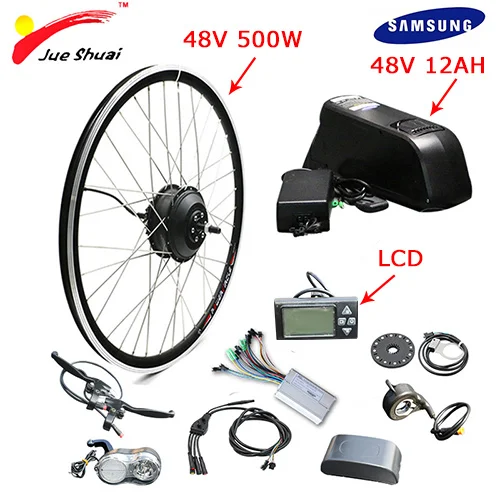 48 В 350 Вт 500 Вт набор для переоборудования электрического велосипеда с литиевой батареей для 2" 24" 2" 27,5" 700C 2" колеса для мотора горного велосипеда - Цвет: 500W LCD 48V 12AH