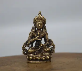 

( Mini ) Exquisite Chinese brass Carved longevity Buddha Small statue No.2
