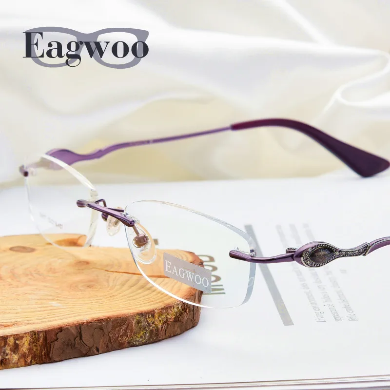 

Pure Titanium Eyeglasses Rimless flexible Optical Frame Prescription Spectacle Frameless Glasses Eye glasses 010 Line Temple