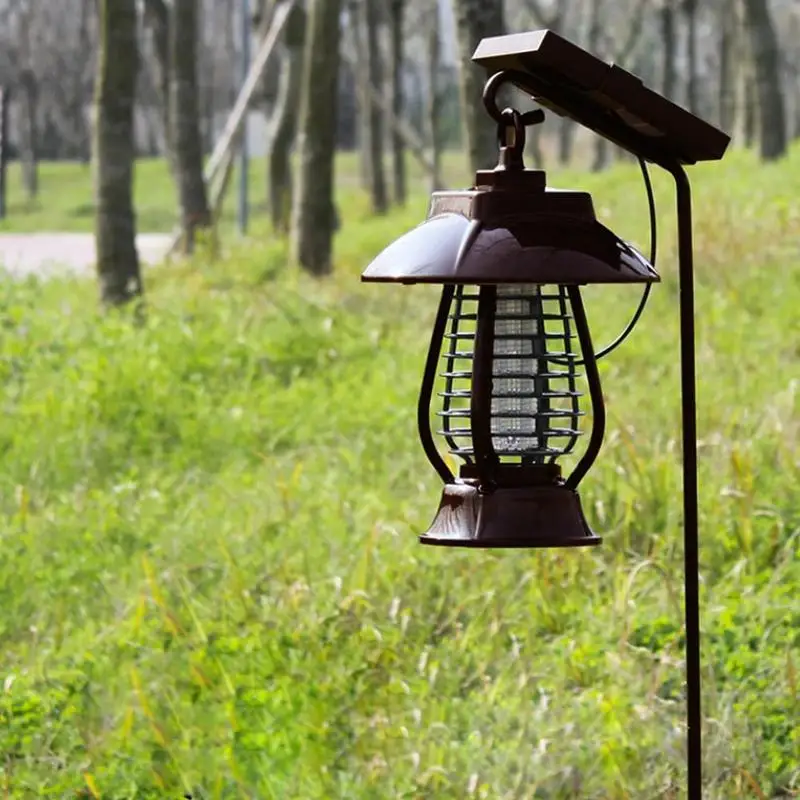 

Solar LED Rechargeable Mosquito Killer lamp Electronic Fly Bug Zapper Insect Pest Reject UV Trap light Outdoor Garden Lawn Lamp