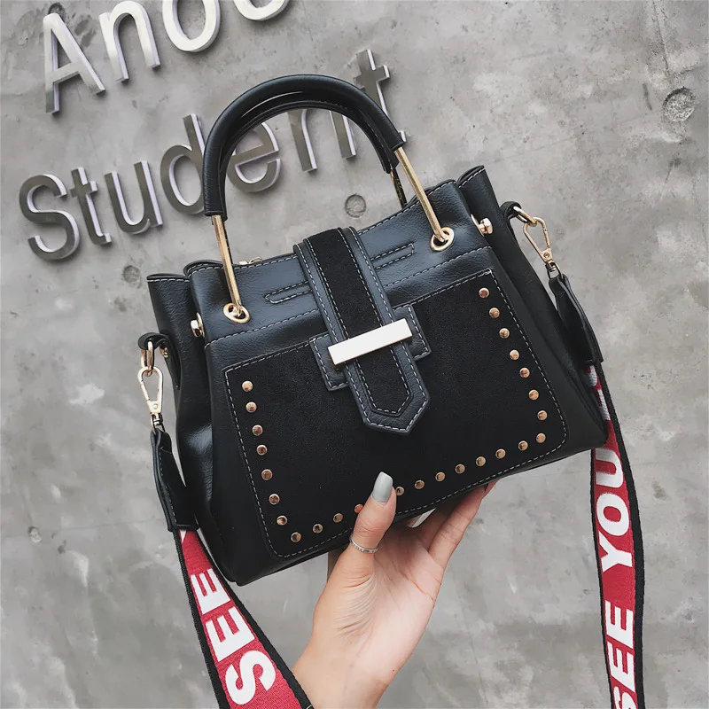 Женская сумка-тоут с заклепками известный бренд роскошная сумка Ретро сумка на плечо высокое качество кожаная женская сумка для покупок