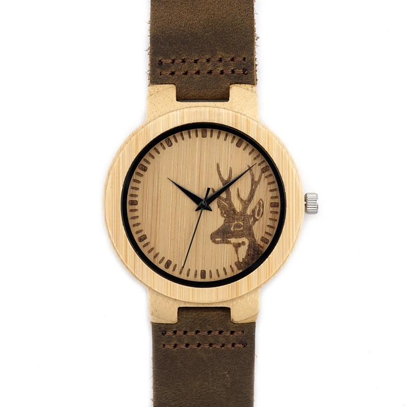 Top Brand BOBO BIRD Leather Strap Bamboo Watches 100% Handmade Men Wrist Watch relogio masculino as Gifts C-D14