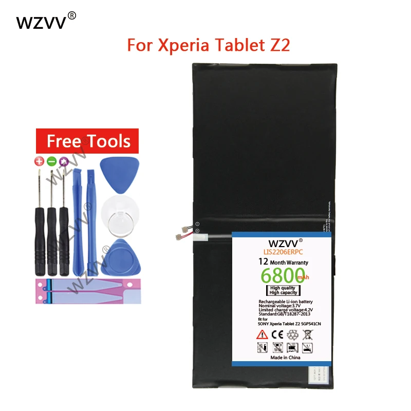 

wzvv 6800mAh Tablet battery LIS2206ERPC for Sony Xperia Z2 SGP541CN SGP511 SGP512 SGP521 SGP541 SGP551 Replacement batteries