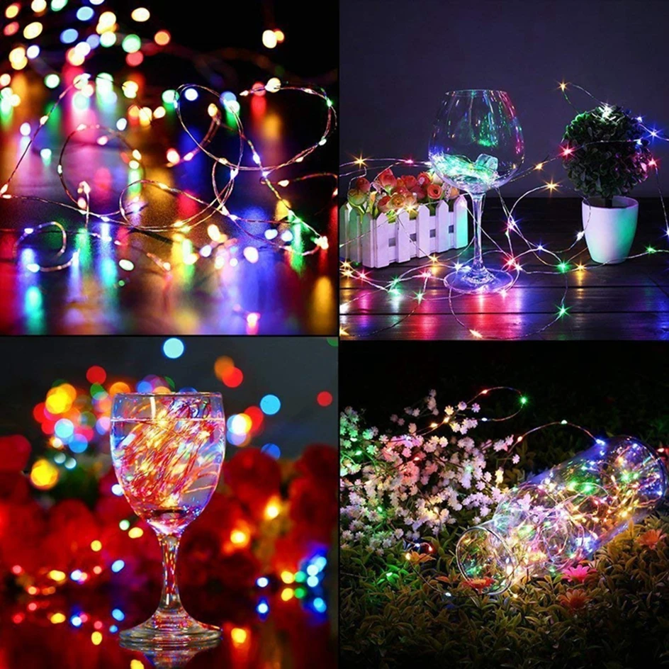 fairy light led battery powered waterproof 8 mode 1m 2m 5m 10m string copper wire firefly remote control for DIY wedding party  (29)