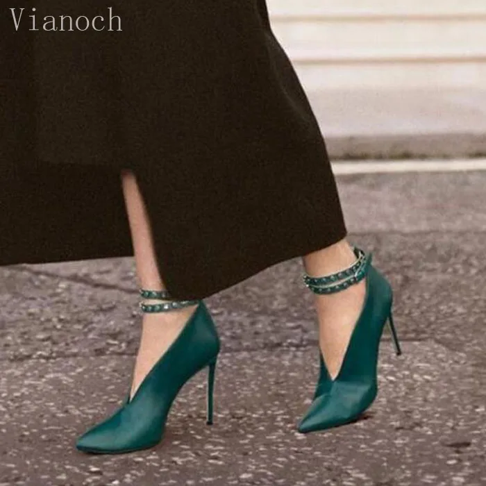 2019 Fashion Womens High Heels Sexy Platform Pumps Buckled Shoes Pointed Toe Shoe Lady aa1014