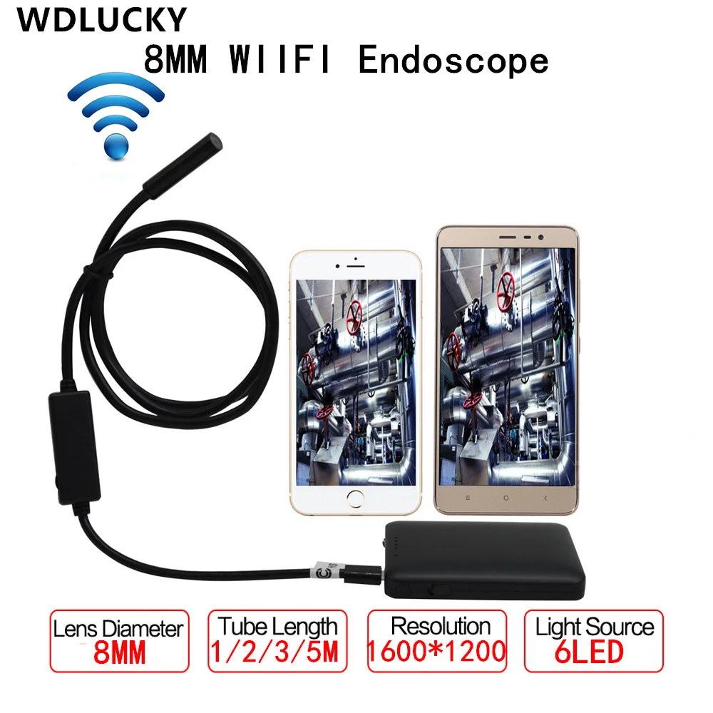 

WIFI Endoscope Camera HD 2MP 8MM Android Endoscope 1/2/5/10M Wifi Distance For Iphone Android IOS Tablet USB Endoscope