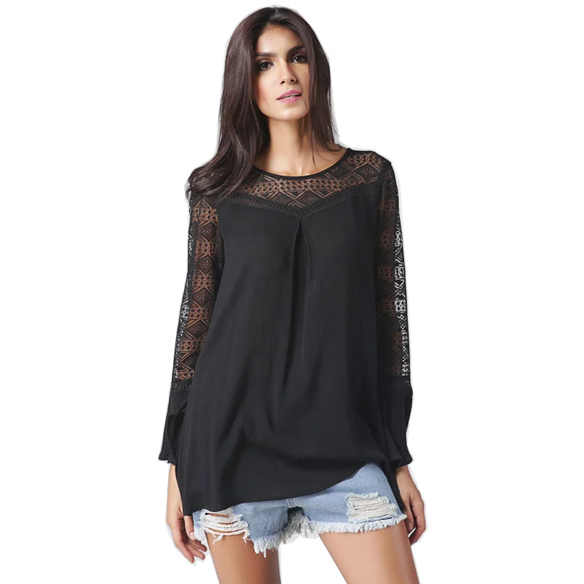 2017 Autumn New Arrivals font b Women b font Casual Lace Hollow Out Black font b